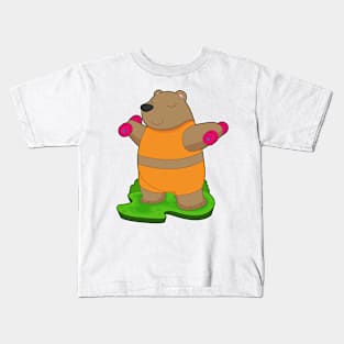 Bear Fitness Dumbbell Kids T-Shirt